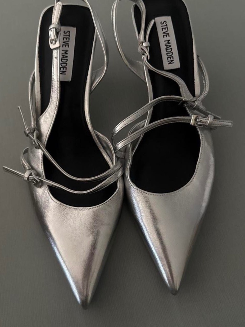 Steve Madden silver kitten heel